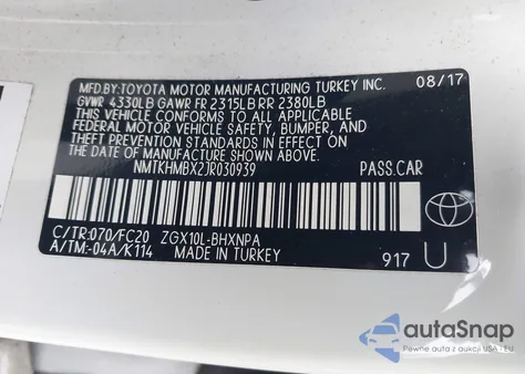 2018 Toyota C-Hr Xle from USA, damaged, VIN NMTKHMBX2JR030939